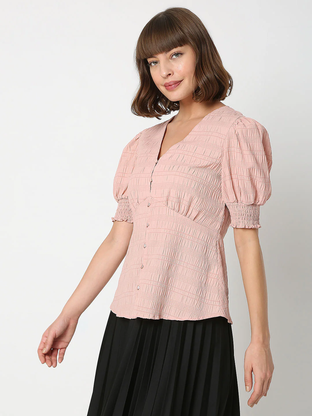 Beige Puff Sleeves Top - Image 3