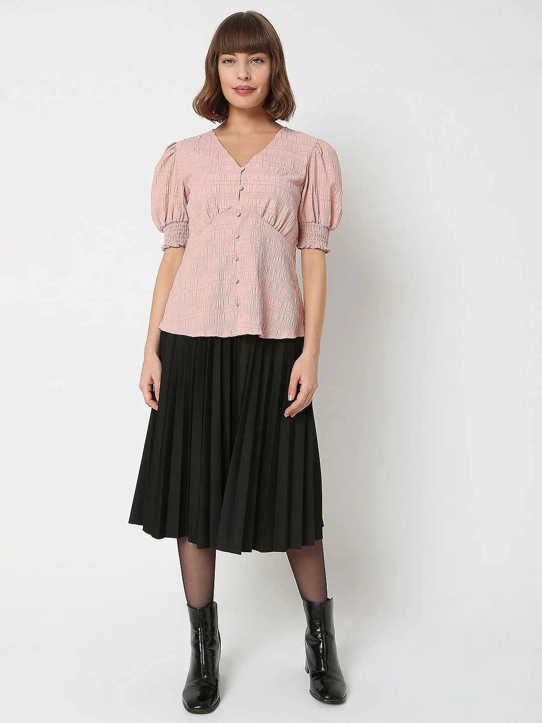 Beige Puff Sleeves Top - Image 5