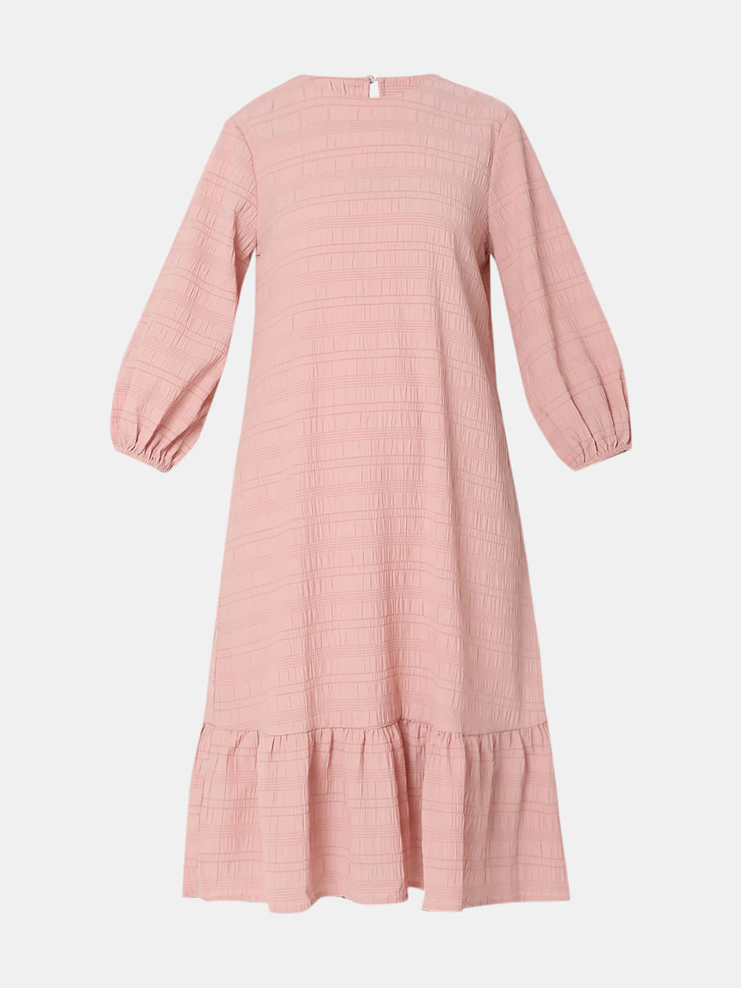 Pink Textured Midi Dress - Image 6