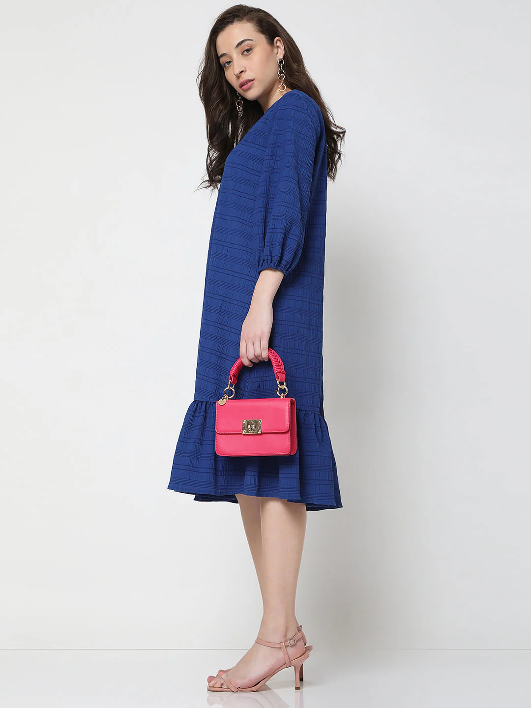 Blue Striped Midi Dress