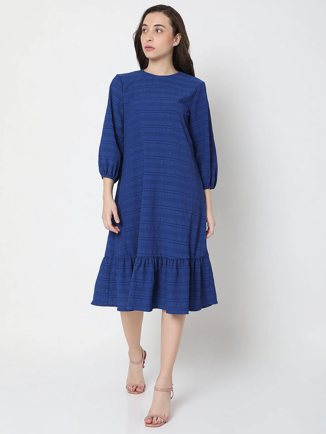 Blue Striped Midi Dress - Image 2