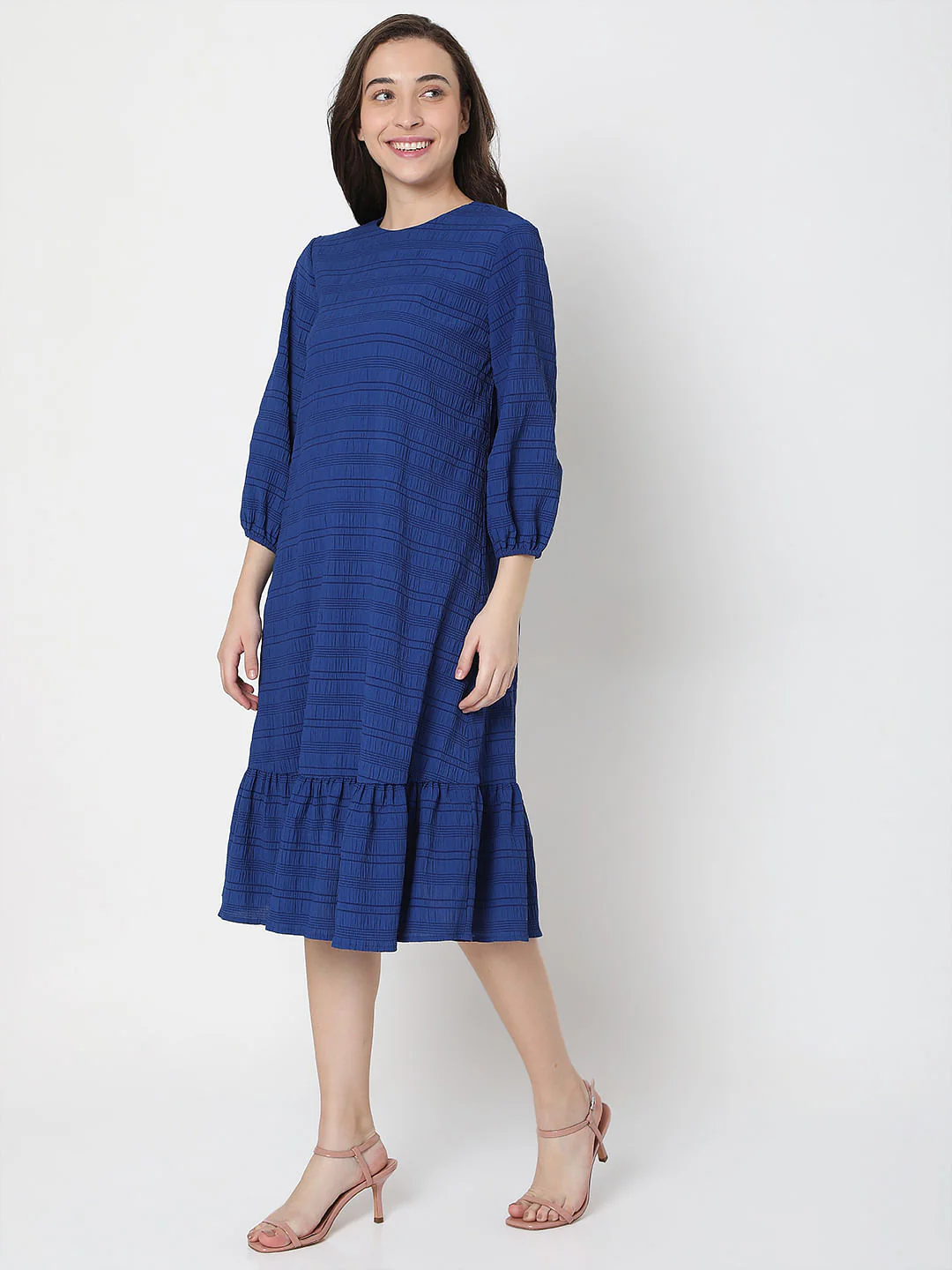 Blue Striped Midi Dress - Image 3