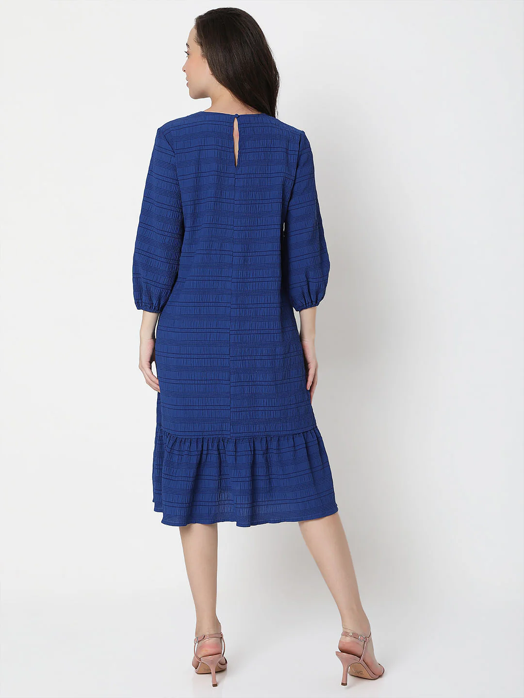 Blue Striped Midi Dress - Image 4