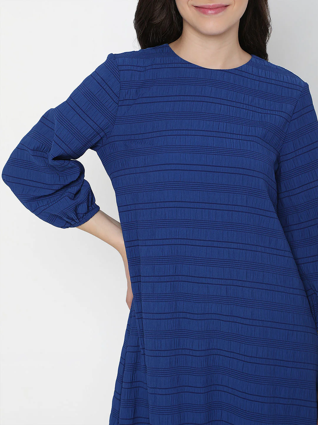 Blue Striped Midi Dress - Image 5