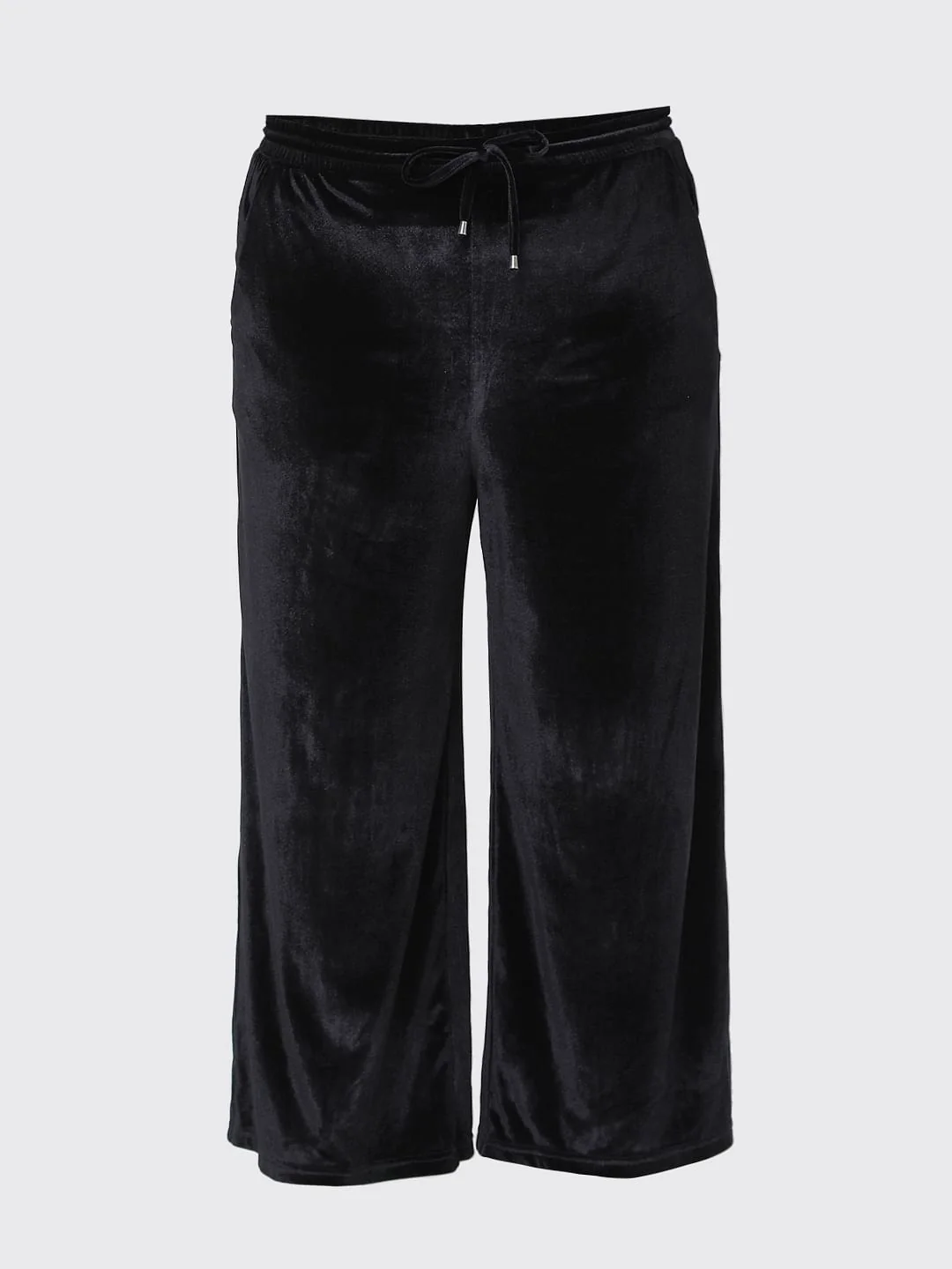Curve Black Velvet Wide Leg Pants - Image 7