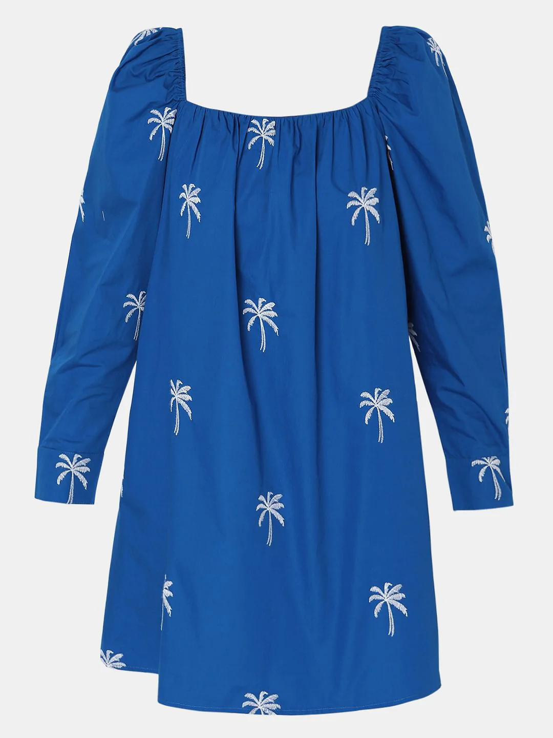 Blue Floral Embroidered Shift Dress - Image 7
