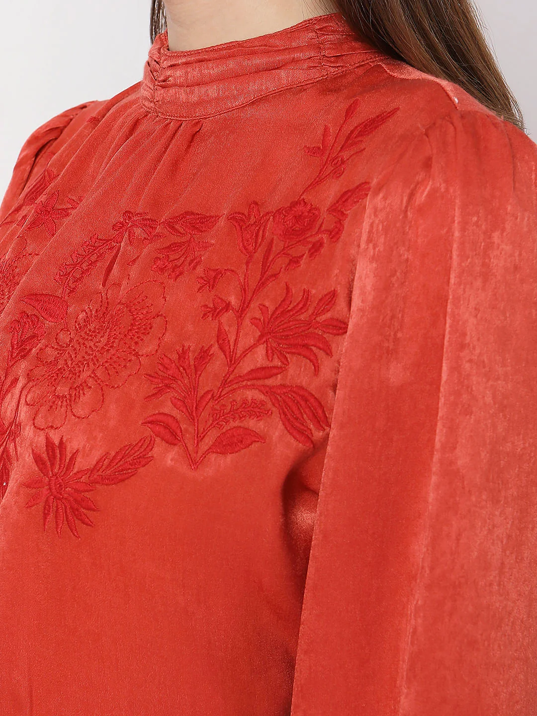 Rust Satin Fit & Flare Dress - Image 8