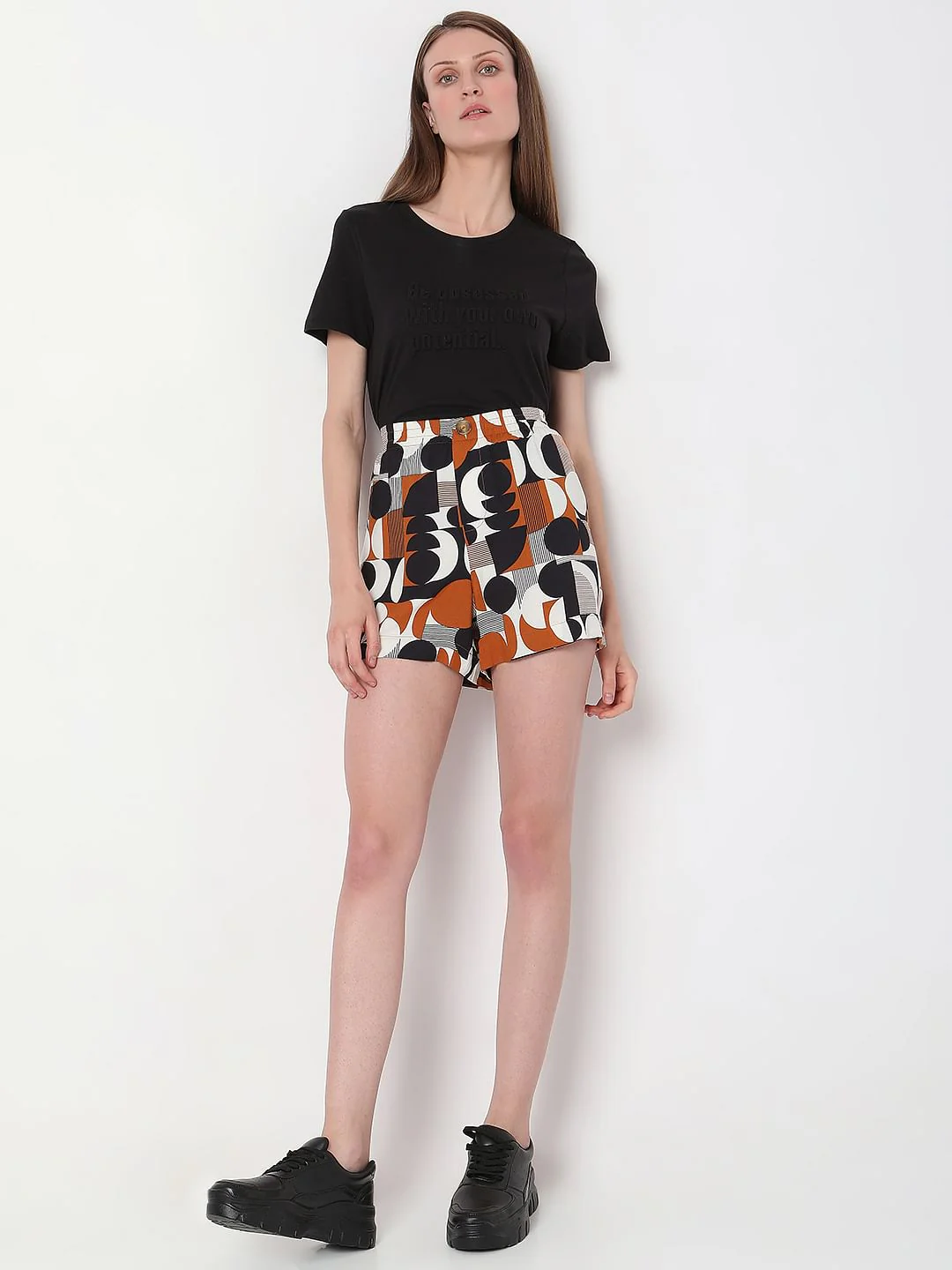 Brown Mid Rise Printed Shorts - Image 6