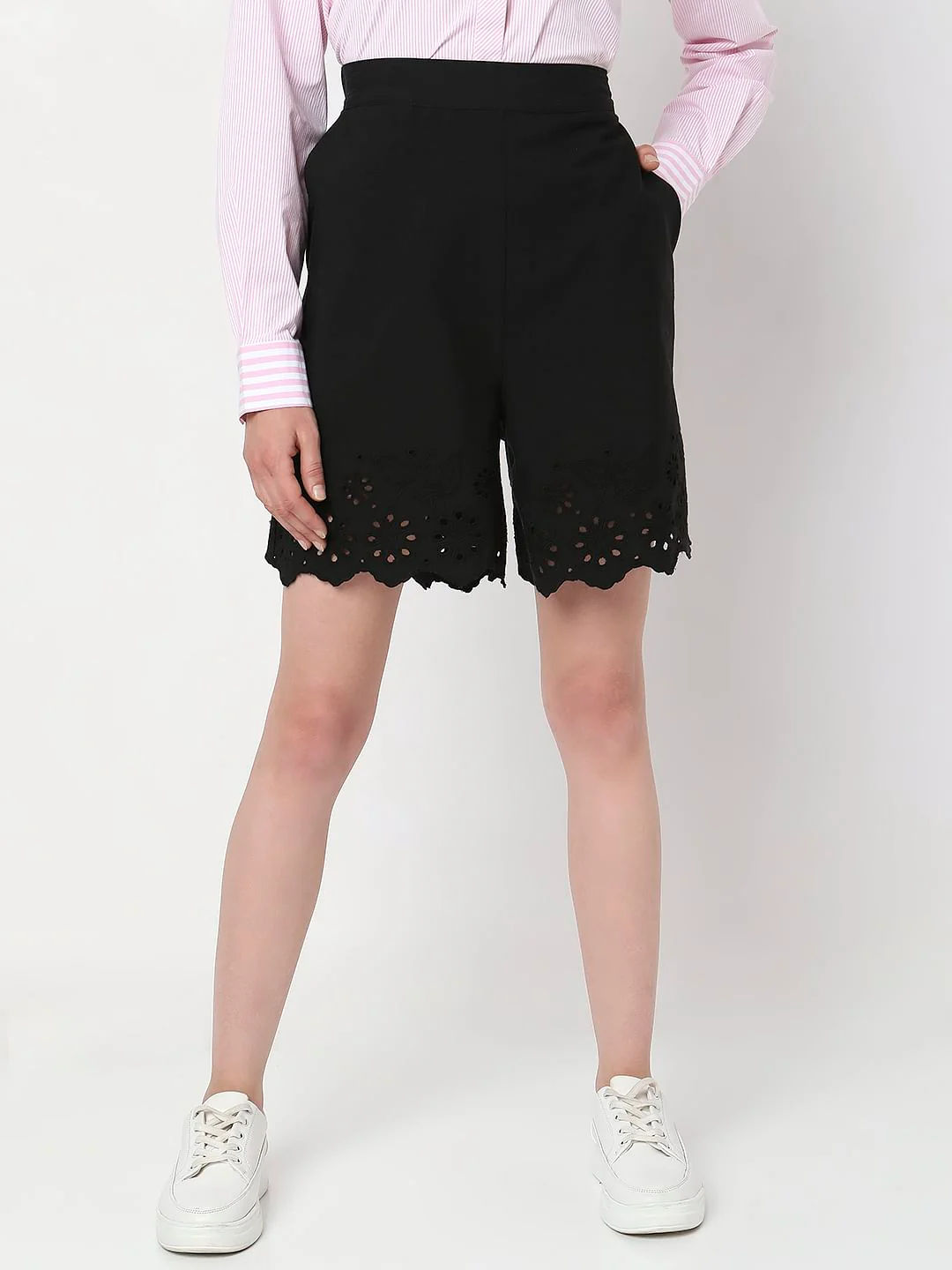 Black High Rise Shorts - Image 2