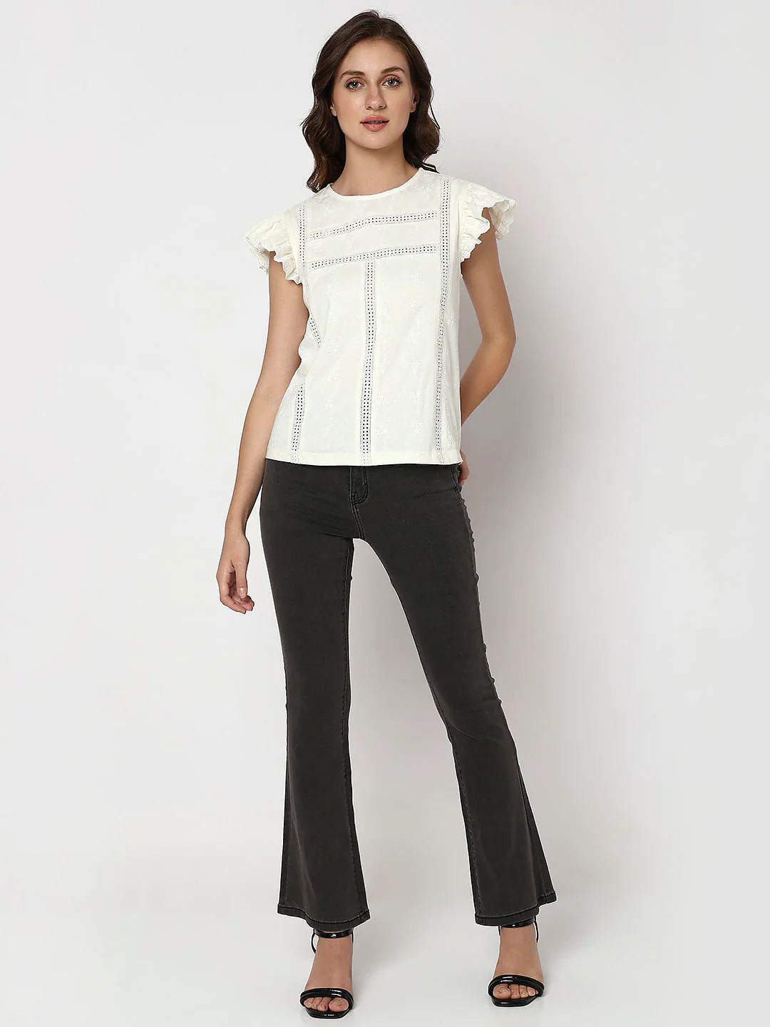 White Ruffle Sleeves Top - Image 5