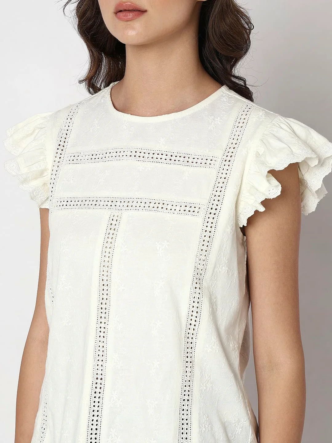 White Ruffle Sleeves Top - Image 8