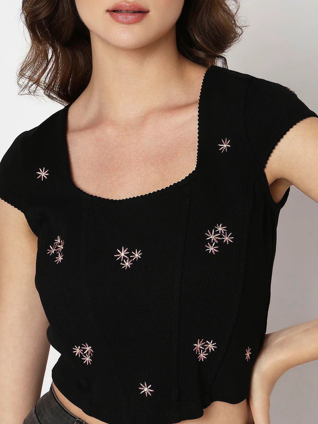 Black Textured Corset Top - Image 6