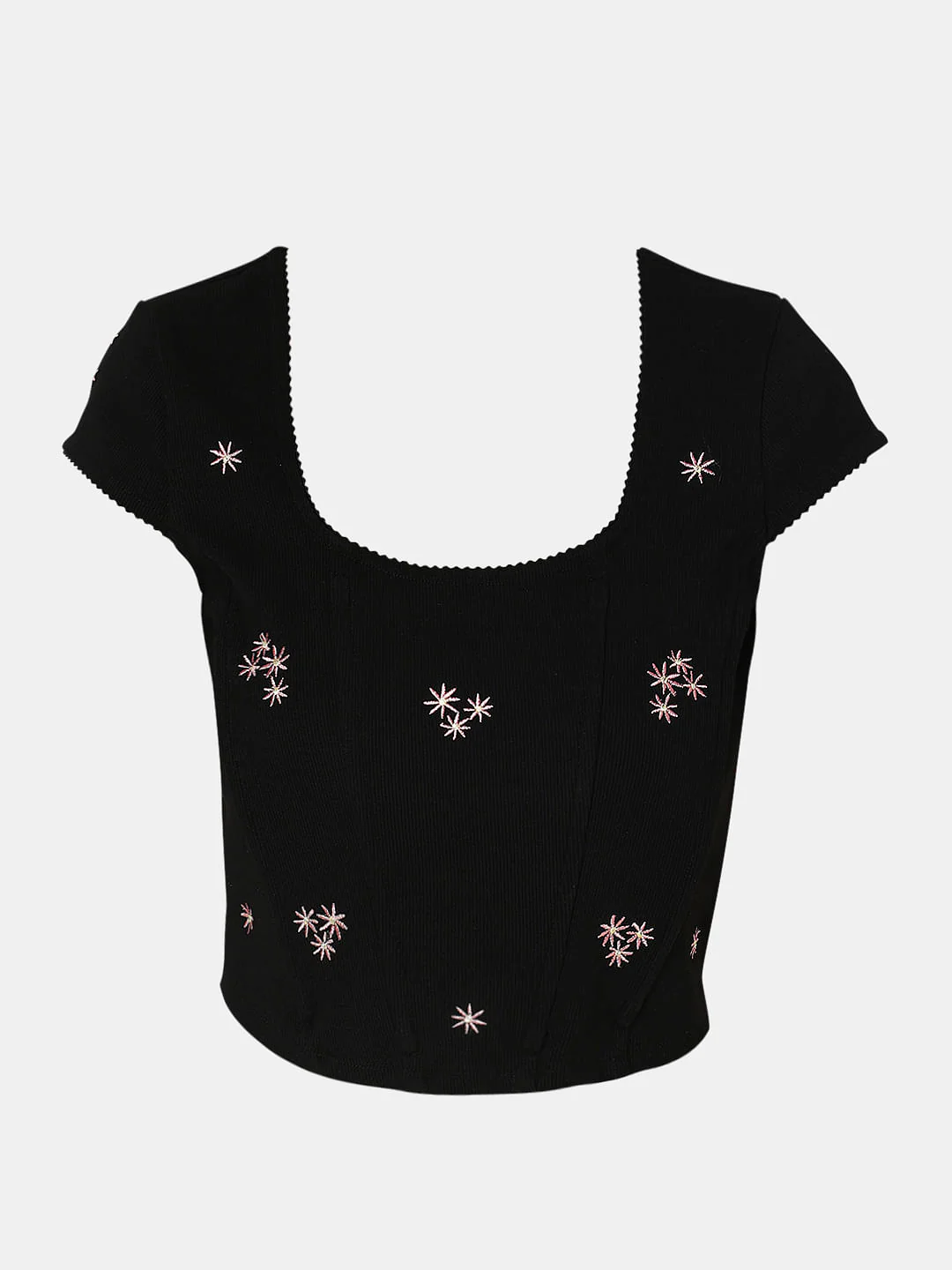 Black Textured Corset Top - Image 7