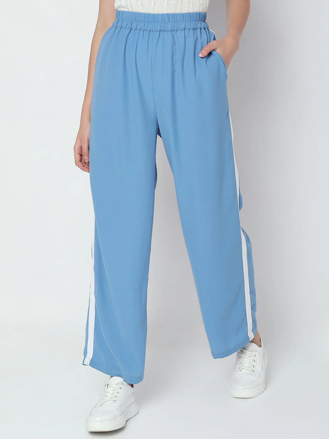 Blue Mid Rise Wide Leg Pants - Image 2