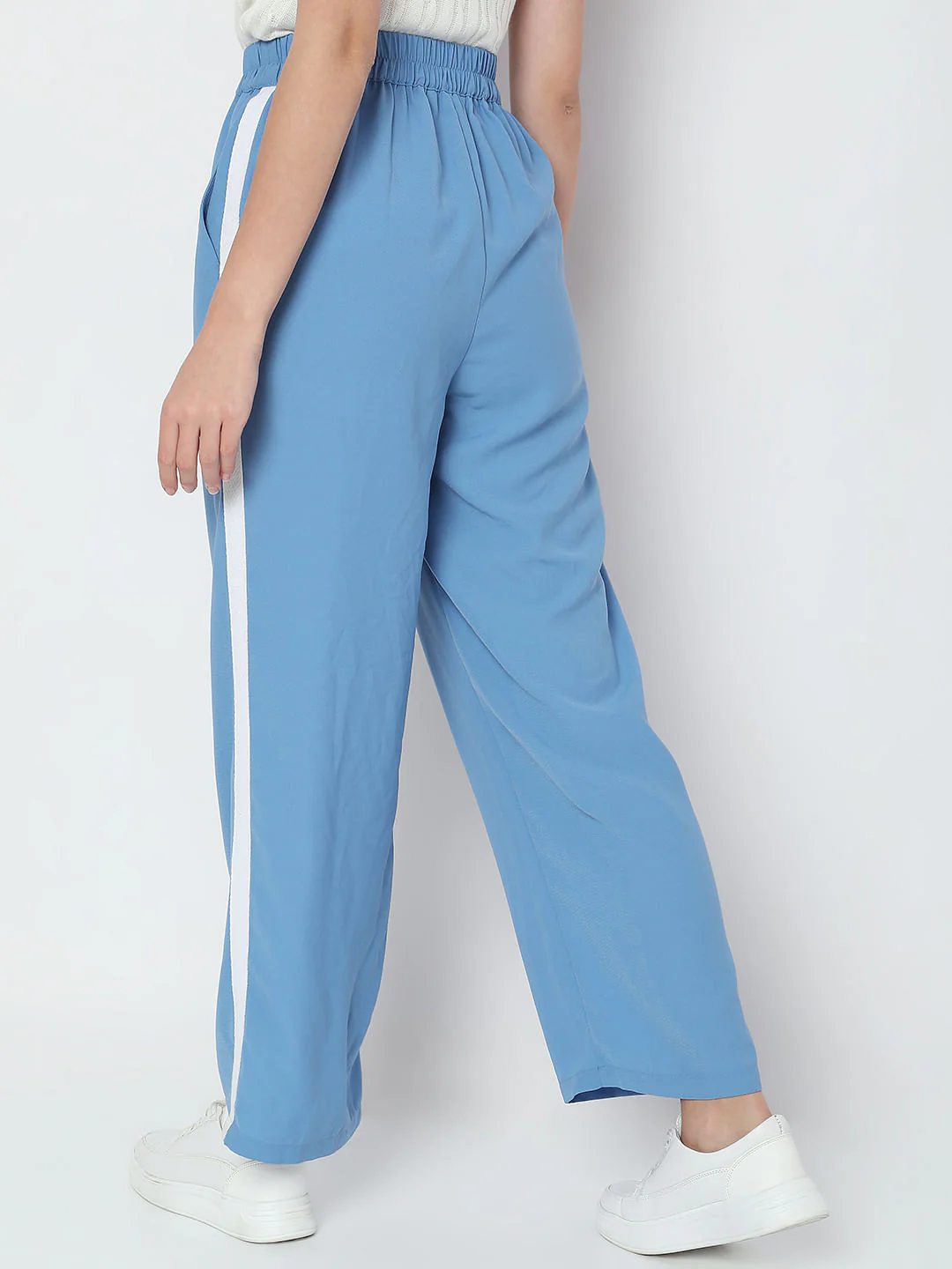 Blue Mid Rise Wide Leg Pants - Image 4
