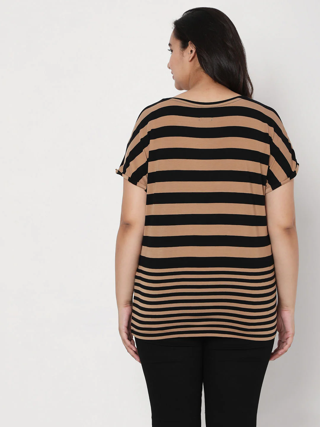 Curve Black Striped T-Shirt - Image 4