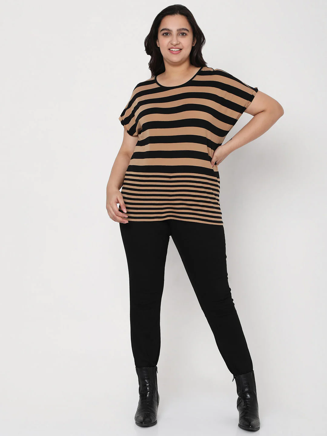 Curve Black Striped T-Shirt - Image 5