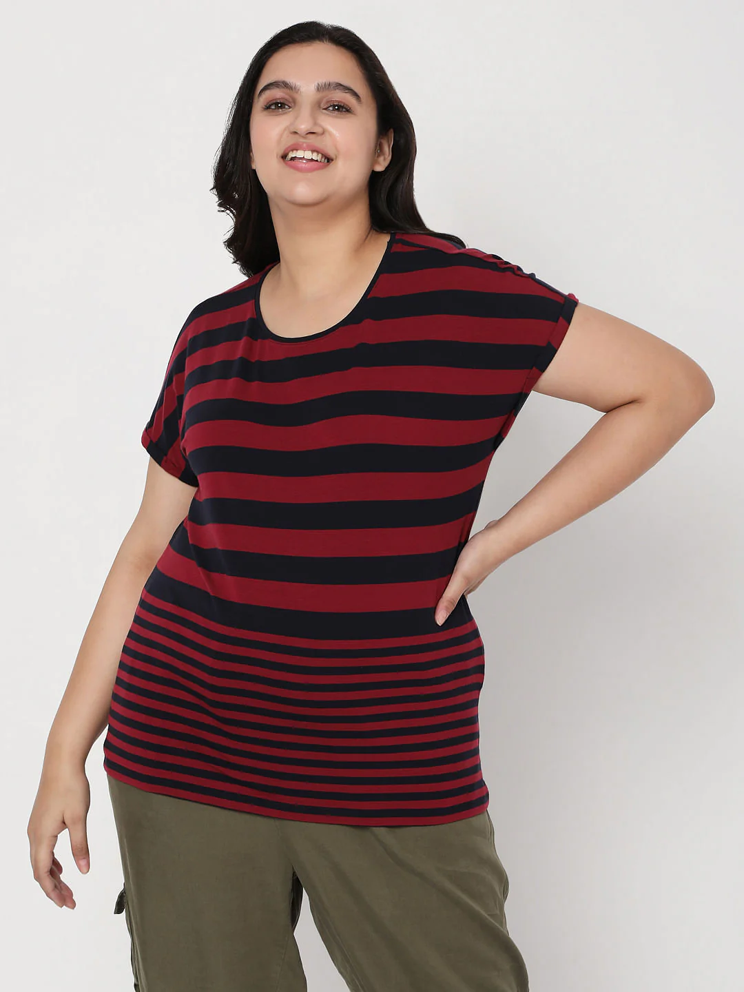 Curve Red Striped T-Shirt - Image 2