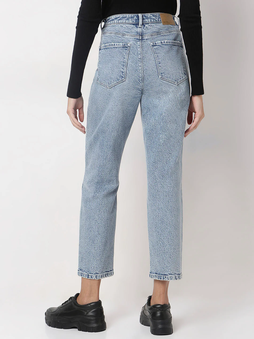 Light Blue High Rise Mom Jeans - Image 4