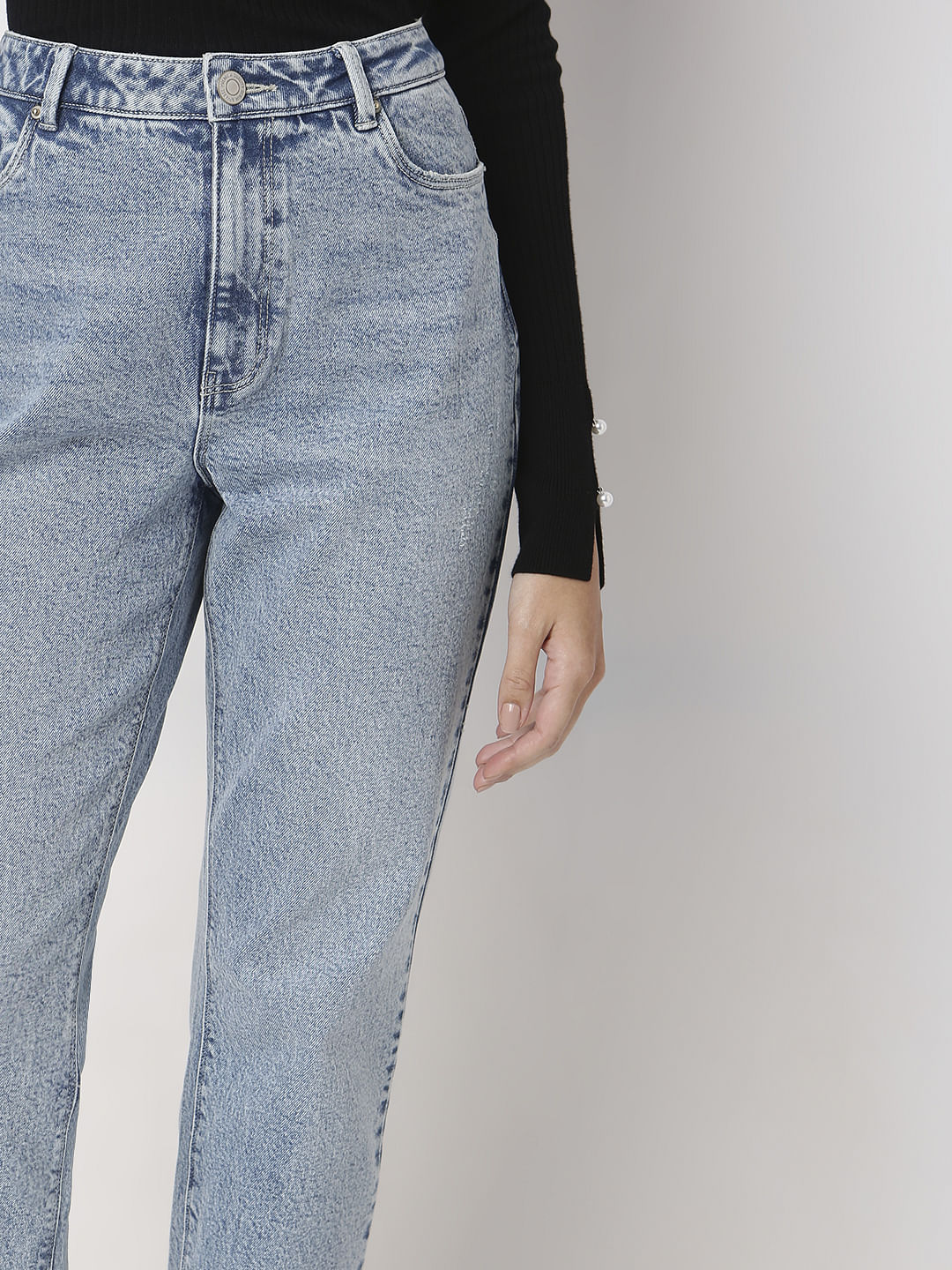 Light Blue High Rise Mom Jeans - Image 6