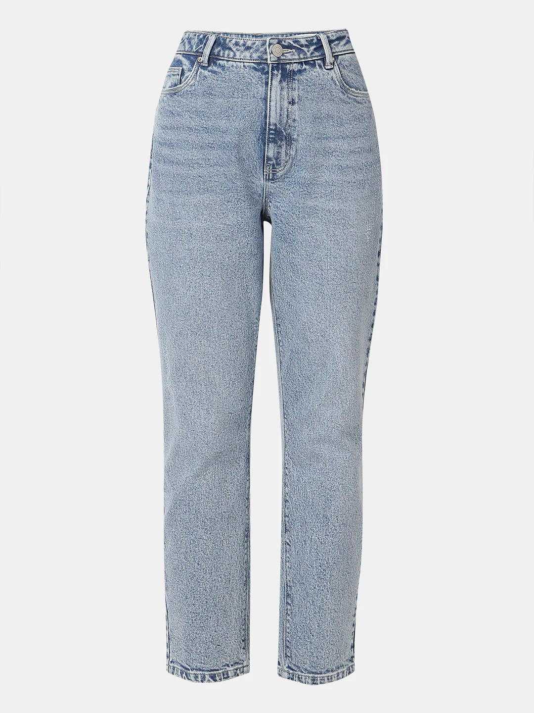 Light Blue High Rise Mom Jeans - Image 7
