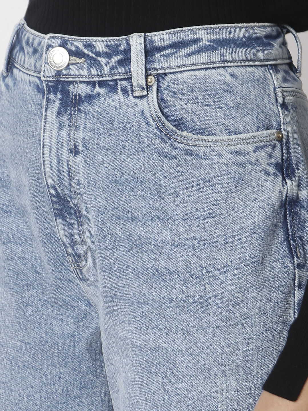 Light Blue High Rise Mom Jeans - Image 8