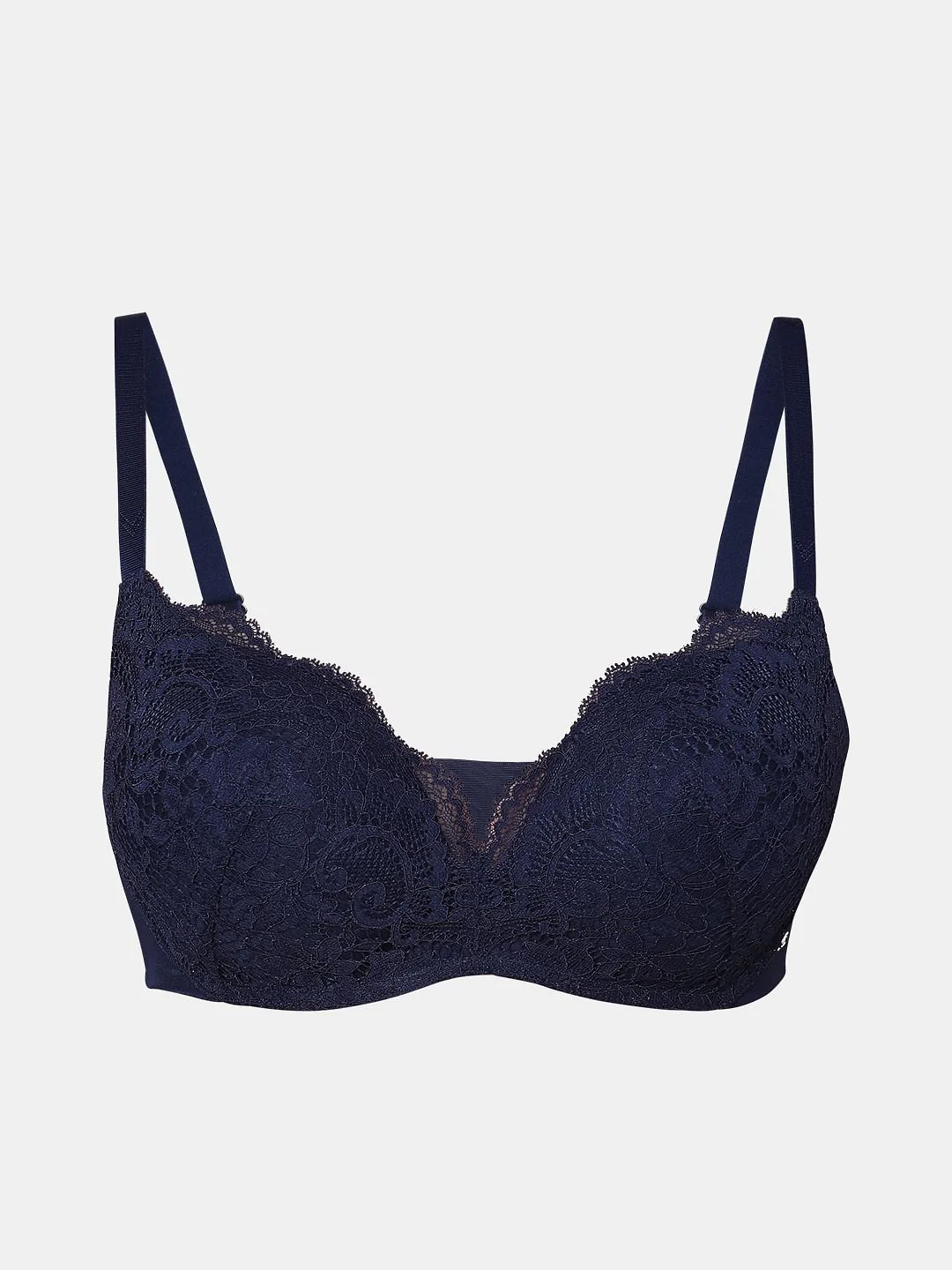 Navy Blue Padded Semi Coverage Push-Up Bra - Image 7