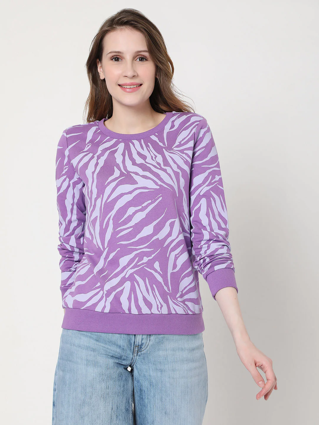 Purple Abstract Print Sweatshirt - Image 2