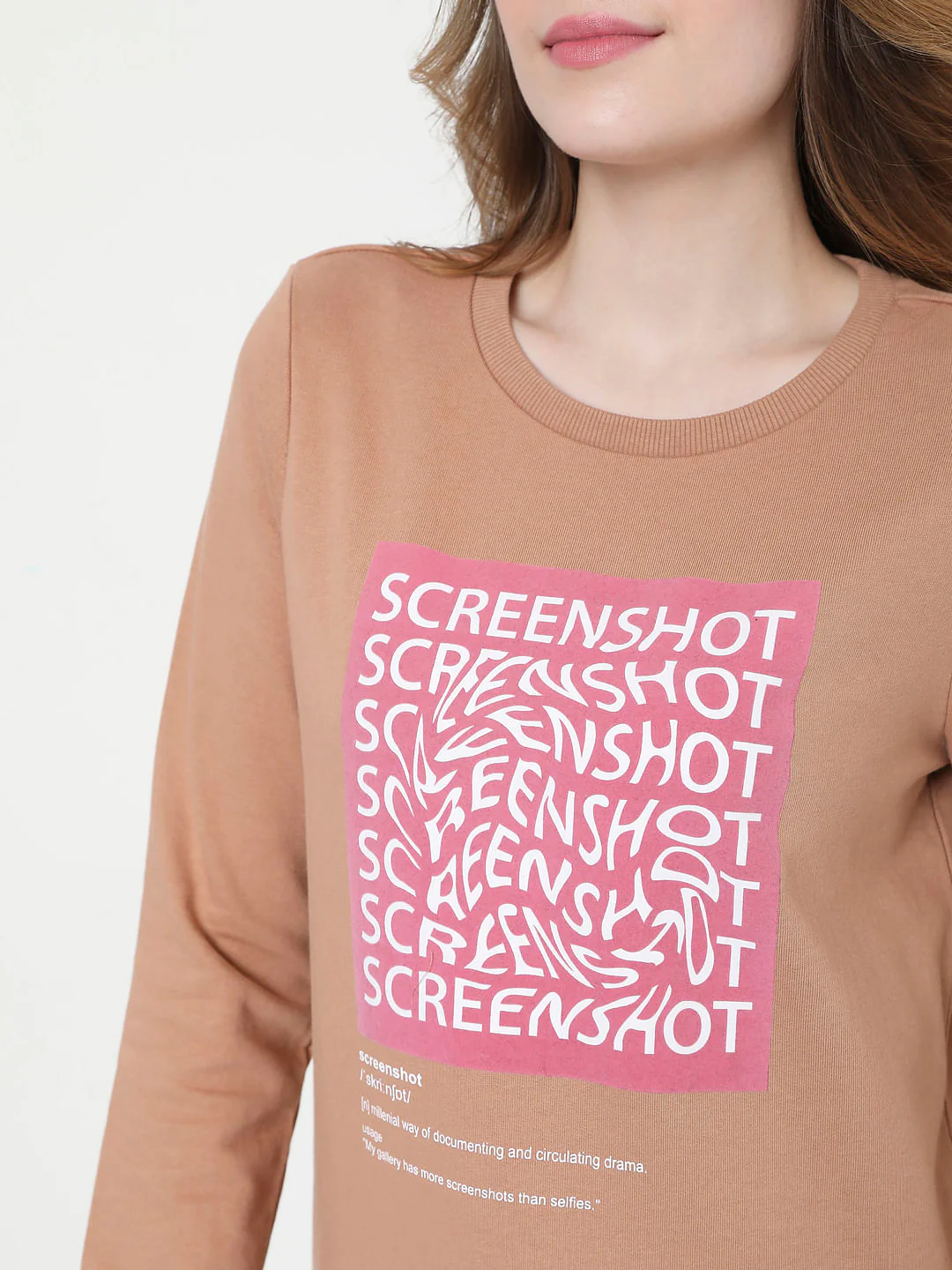 Beige Graphic Print Sweatshirt - Image 6