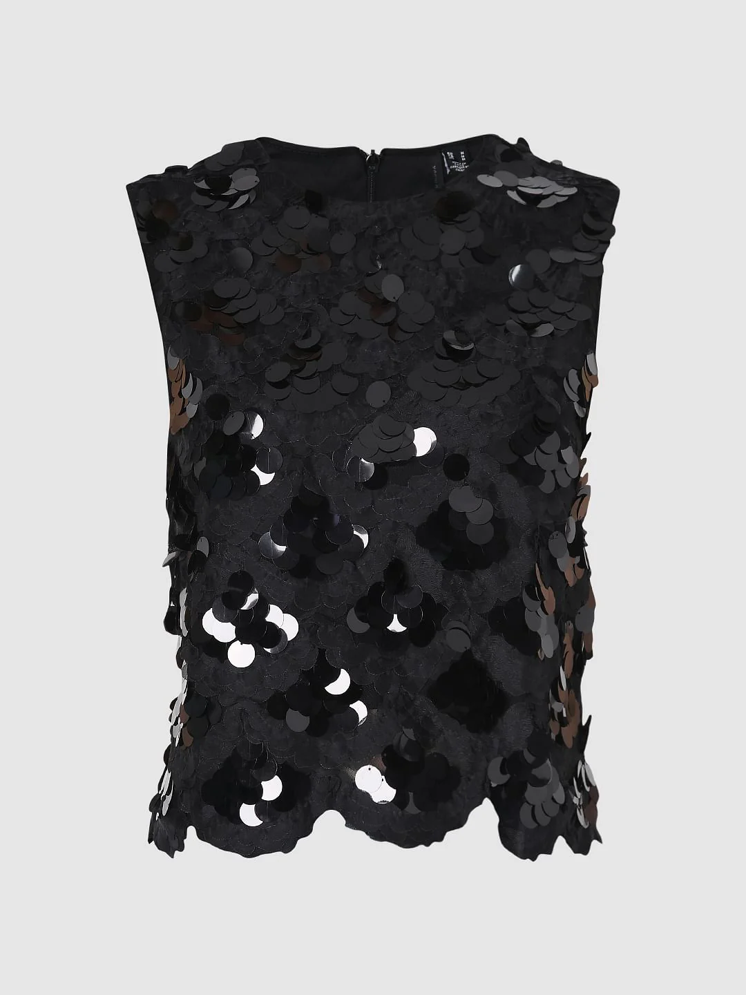Black Sequin Detail Sleeveless Top - Image 7