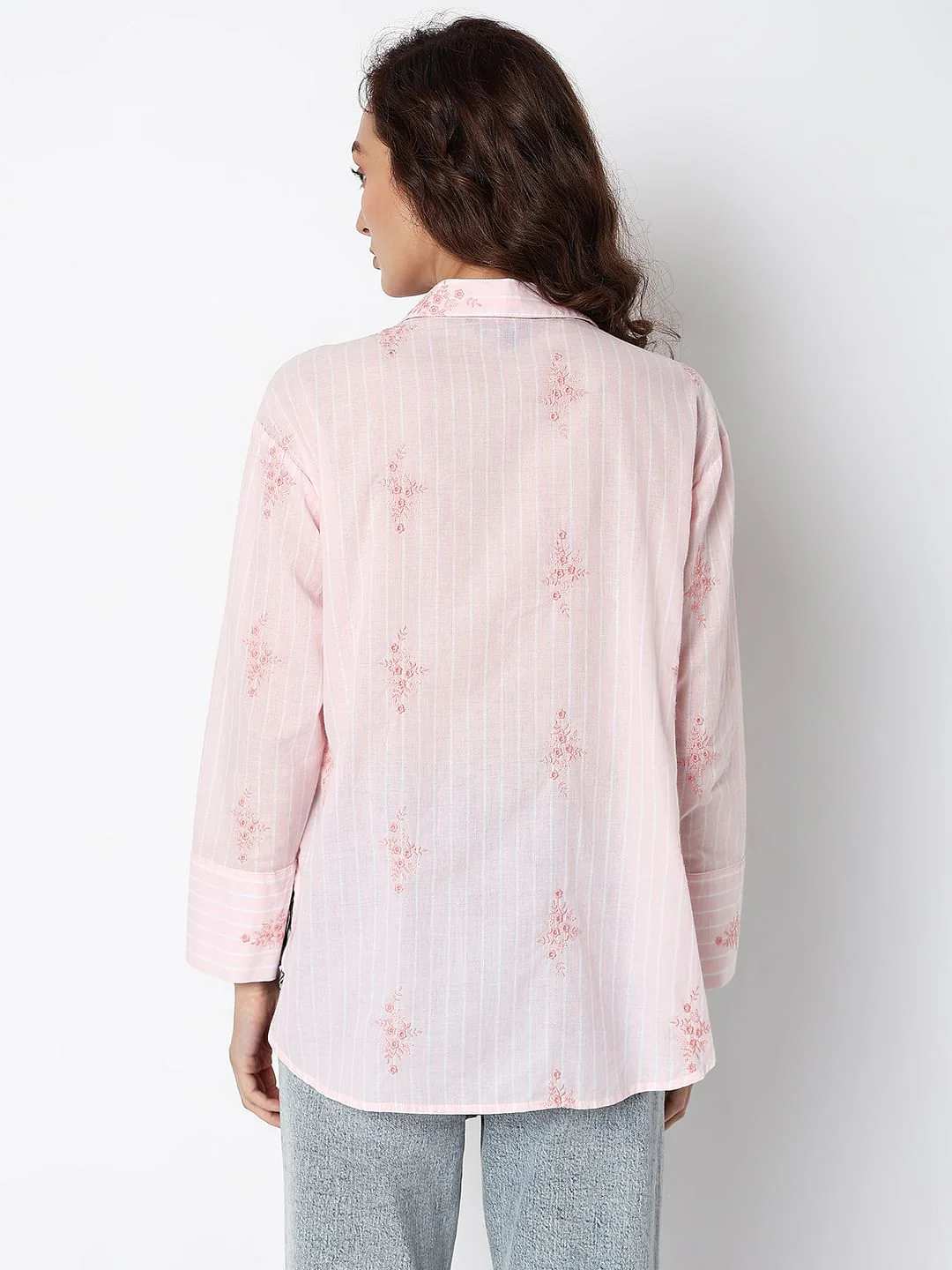 Pink Striped Embroidered Shirt - Image 4