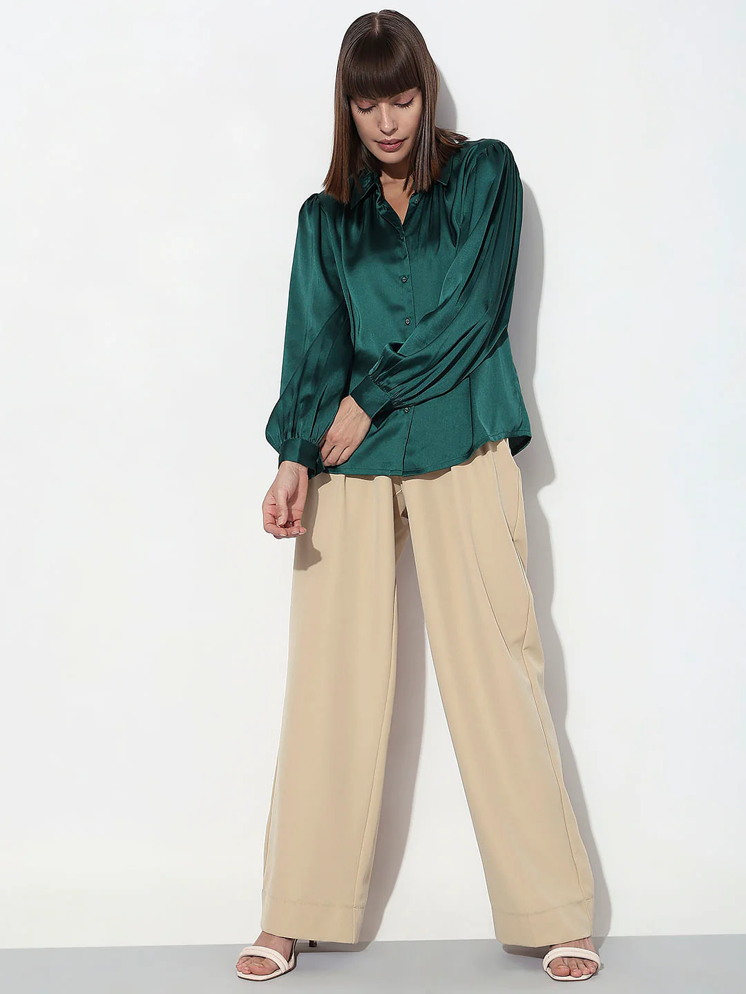 Dark Green Satin Shirt - Image 5