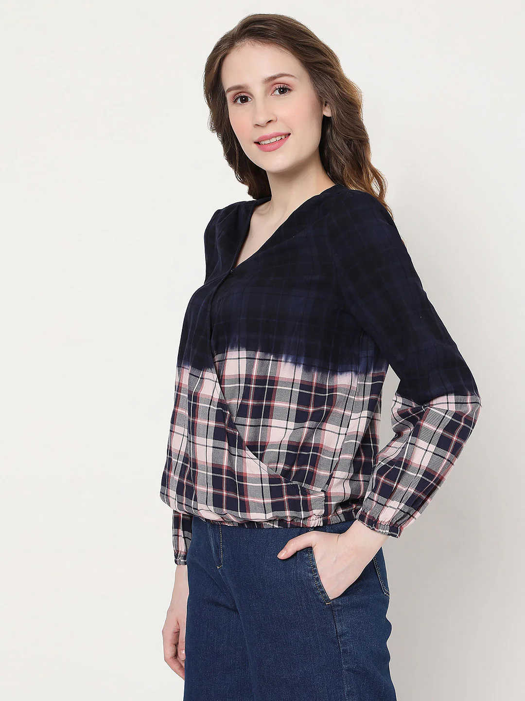 Blue Two-Toned Check Top - Image 3