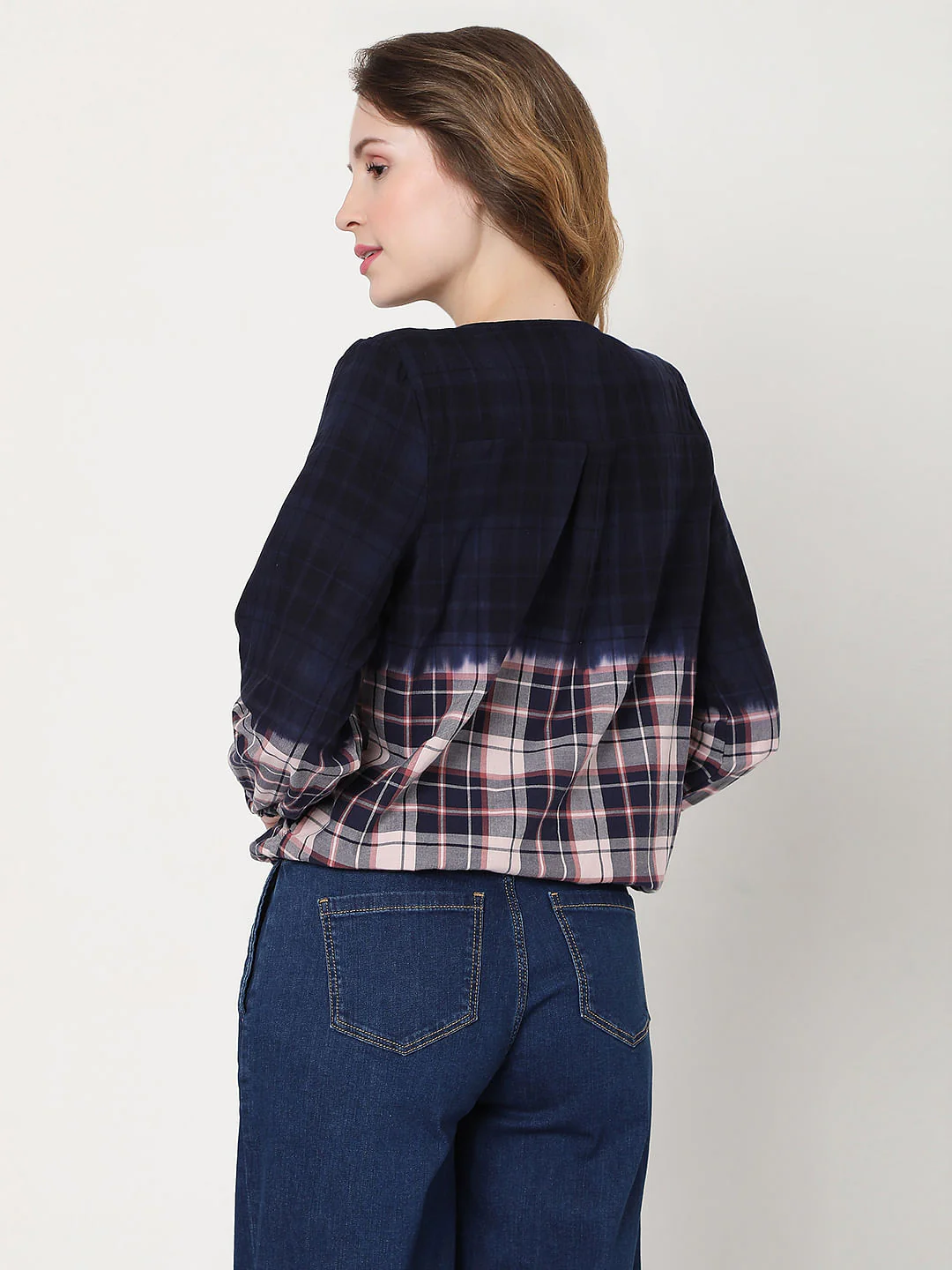 Blue Two-Toned Check Top - Image 4