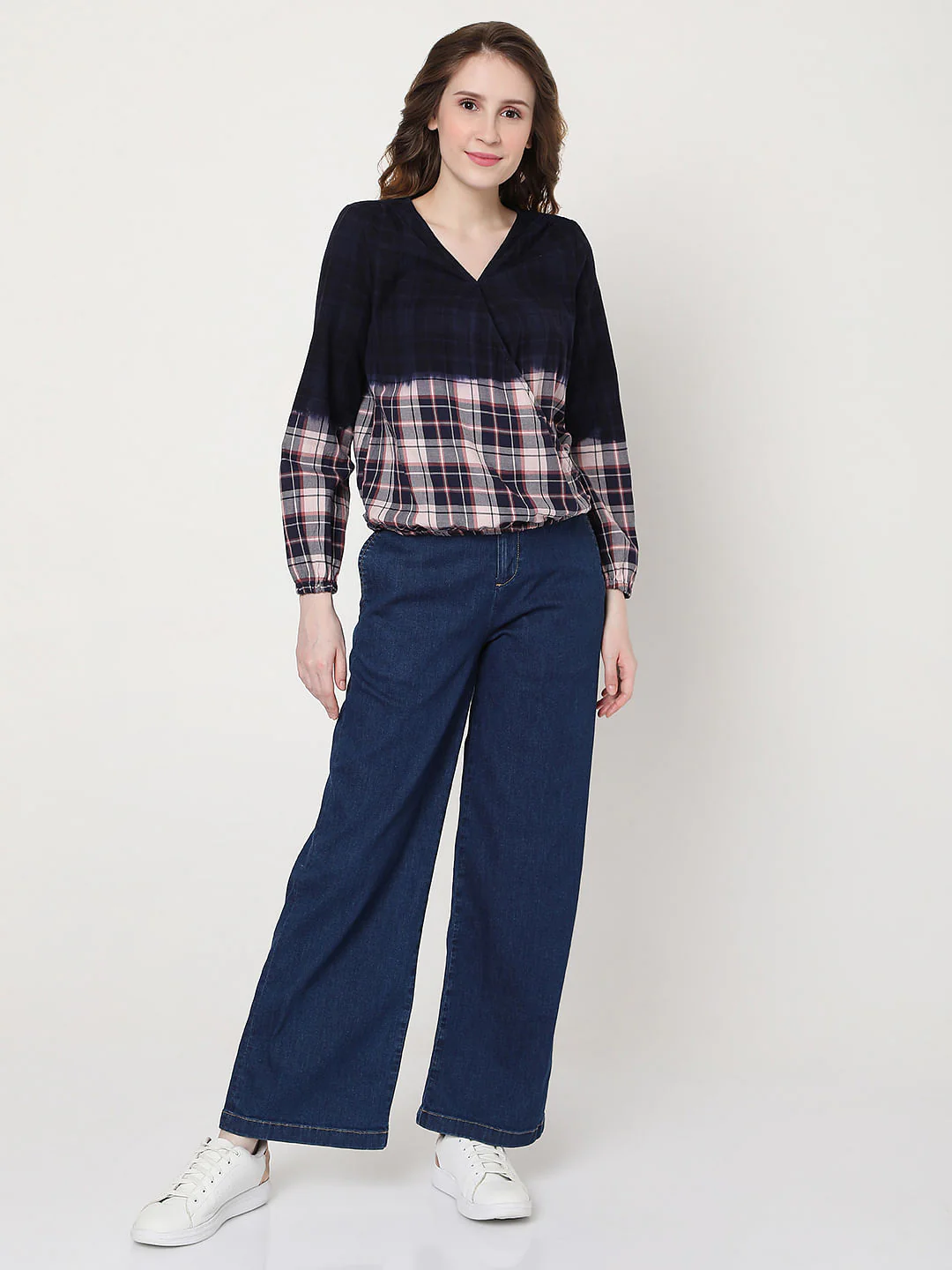 Blue Two-Toned Check Top - Image 5