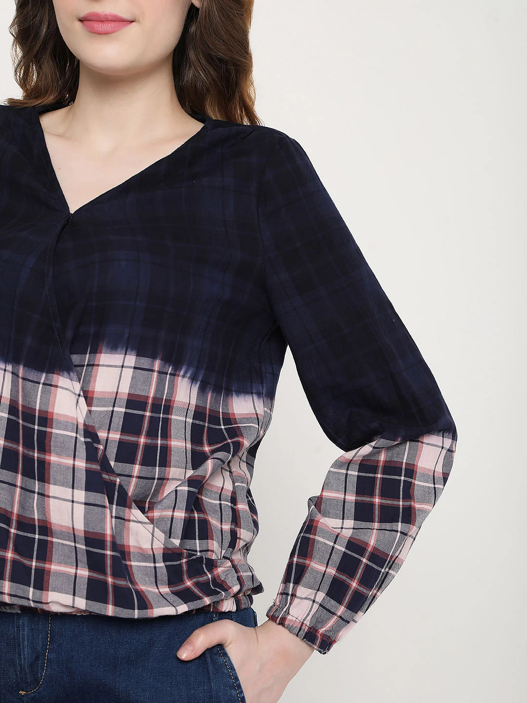 Blue Two-Toned Check Top - Image 6