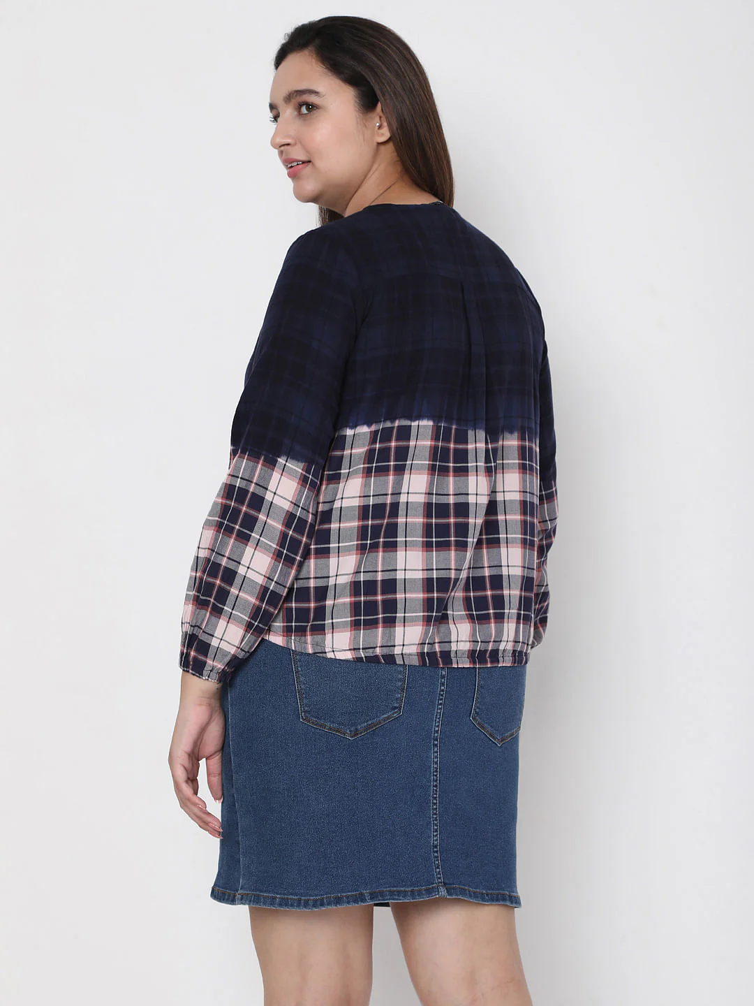 Curve Blue Washed Check Top - Image 4