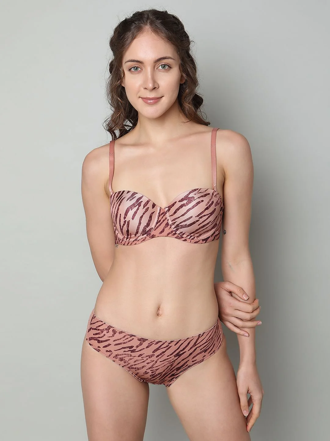 Brown Animal Print Lightly Lined Strapless Bra - Image 2