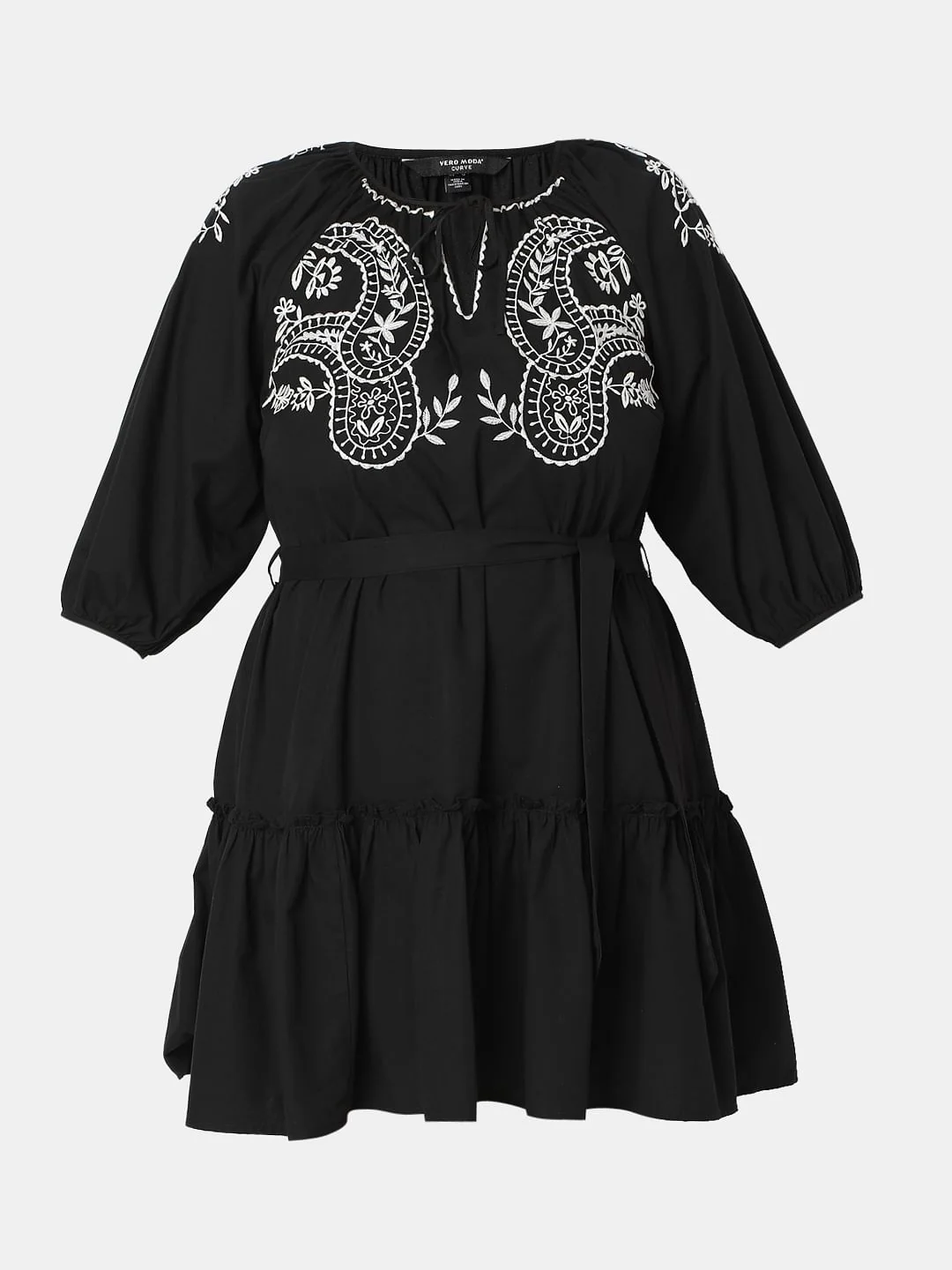 Curve Black Embroidered Shift Dress - Image 7