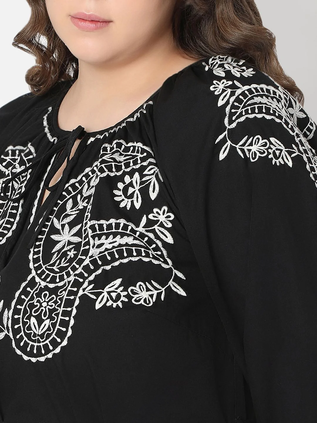 Curve Black Embroidered Shift Dress - Image 8