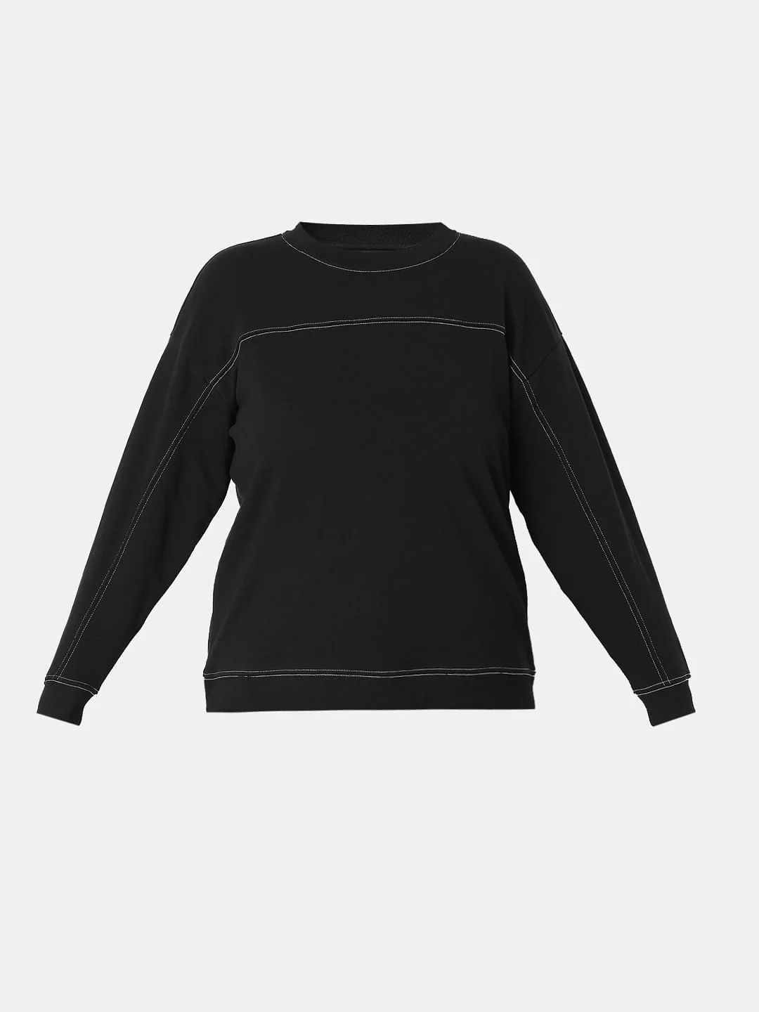 Curve Black Stitch Line Detailed Sweatshirt - Image 7