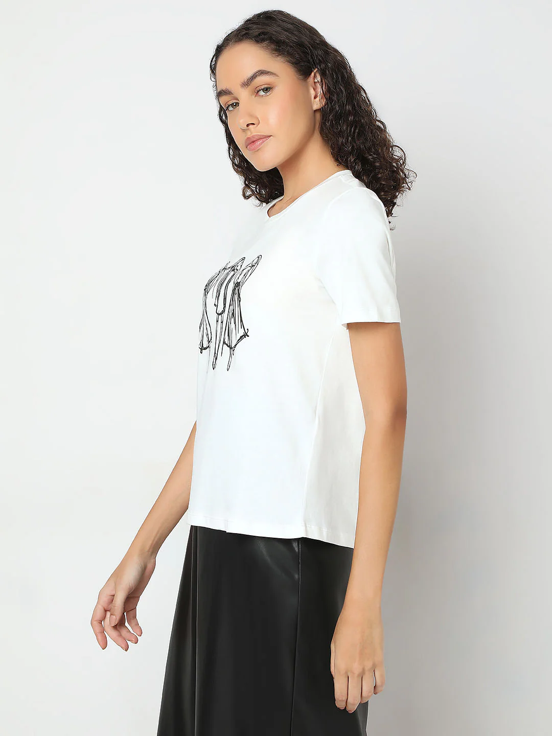 White Printed T-Shirt - Image 3