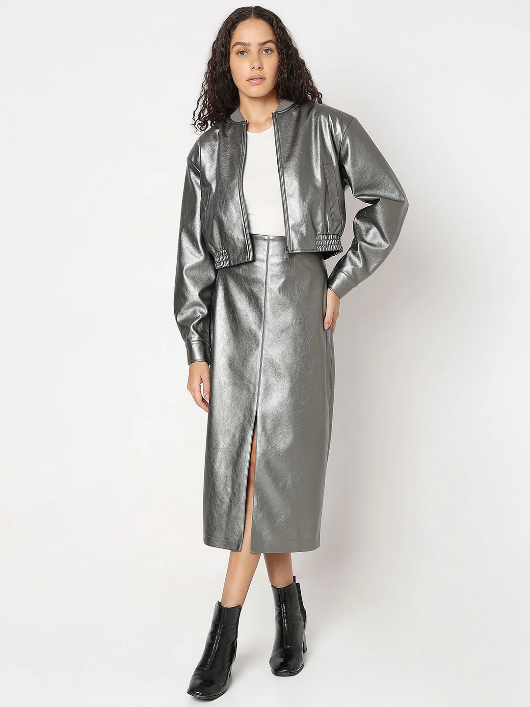 Foil Print Cropped Jacket - Image 5