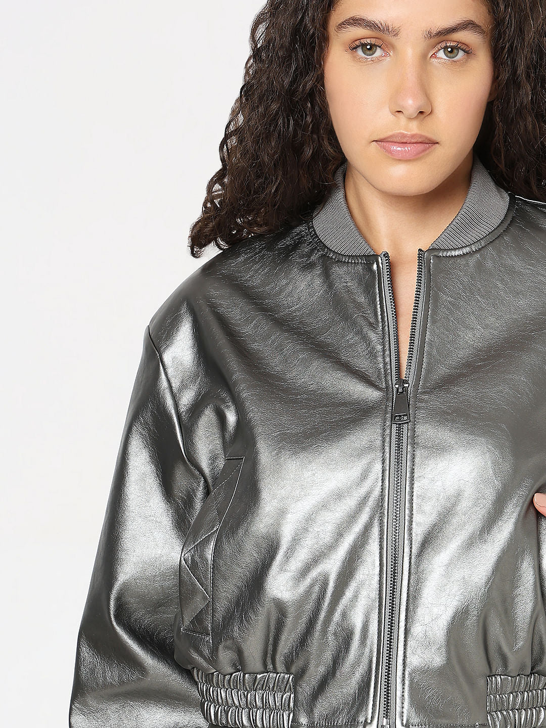 Foil Print Cropped Jacket - Image 6