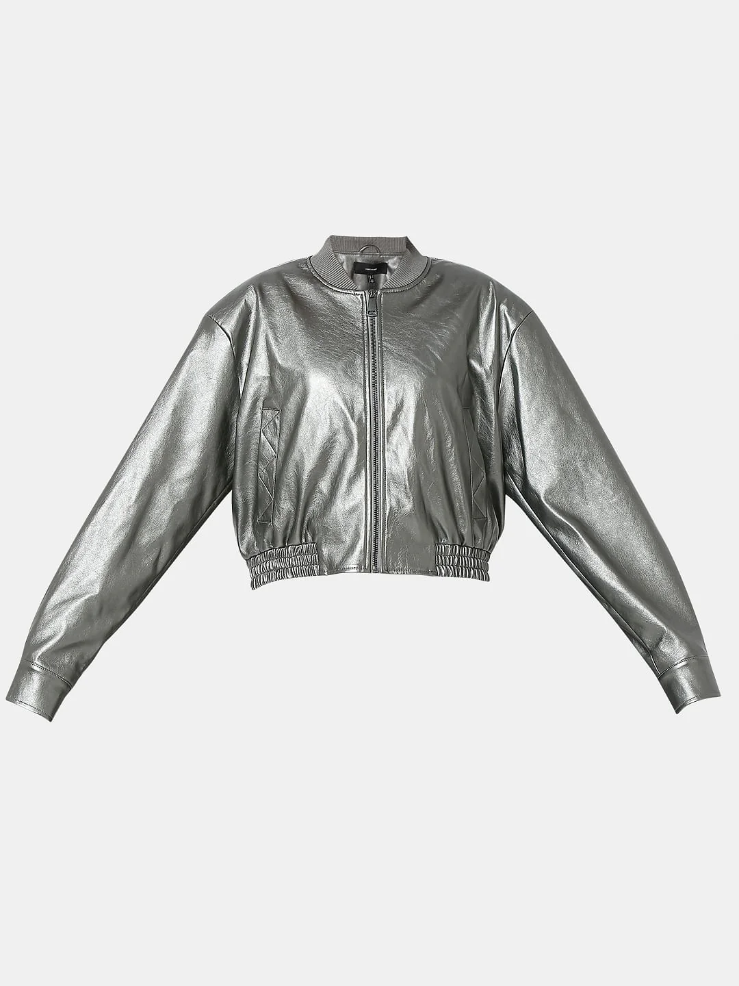 Foil Print Cropped Jacket - Image 7