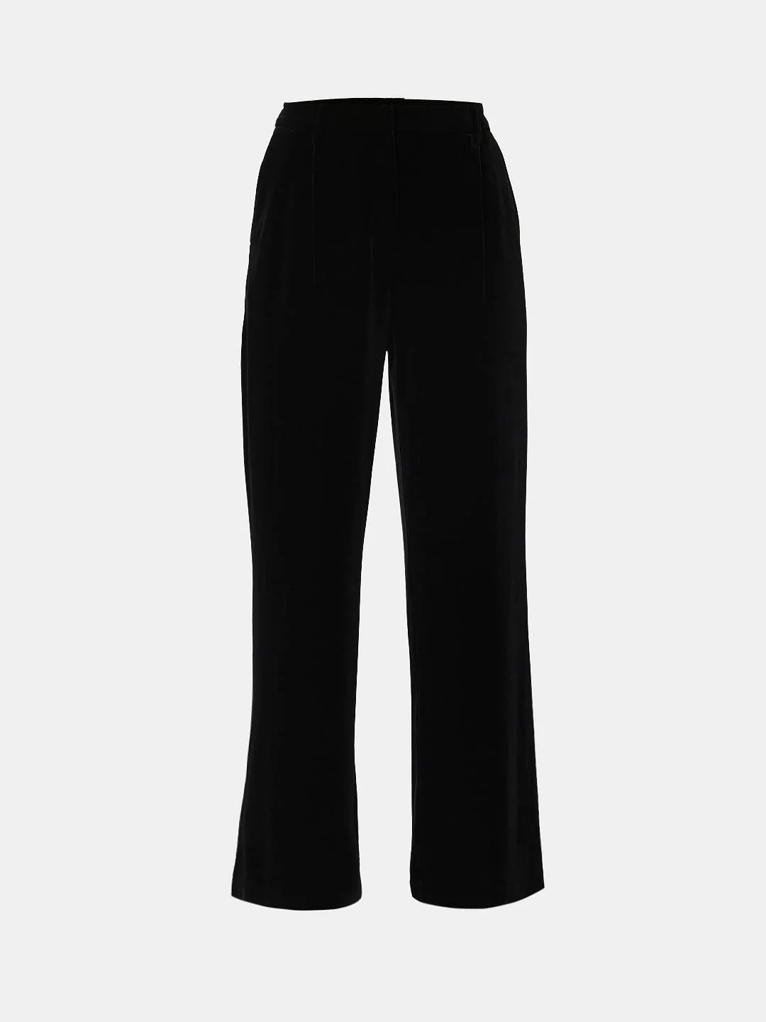 Black Mid Rise Velvet Wide Leg Pants - Image 7