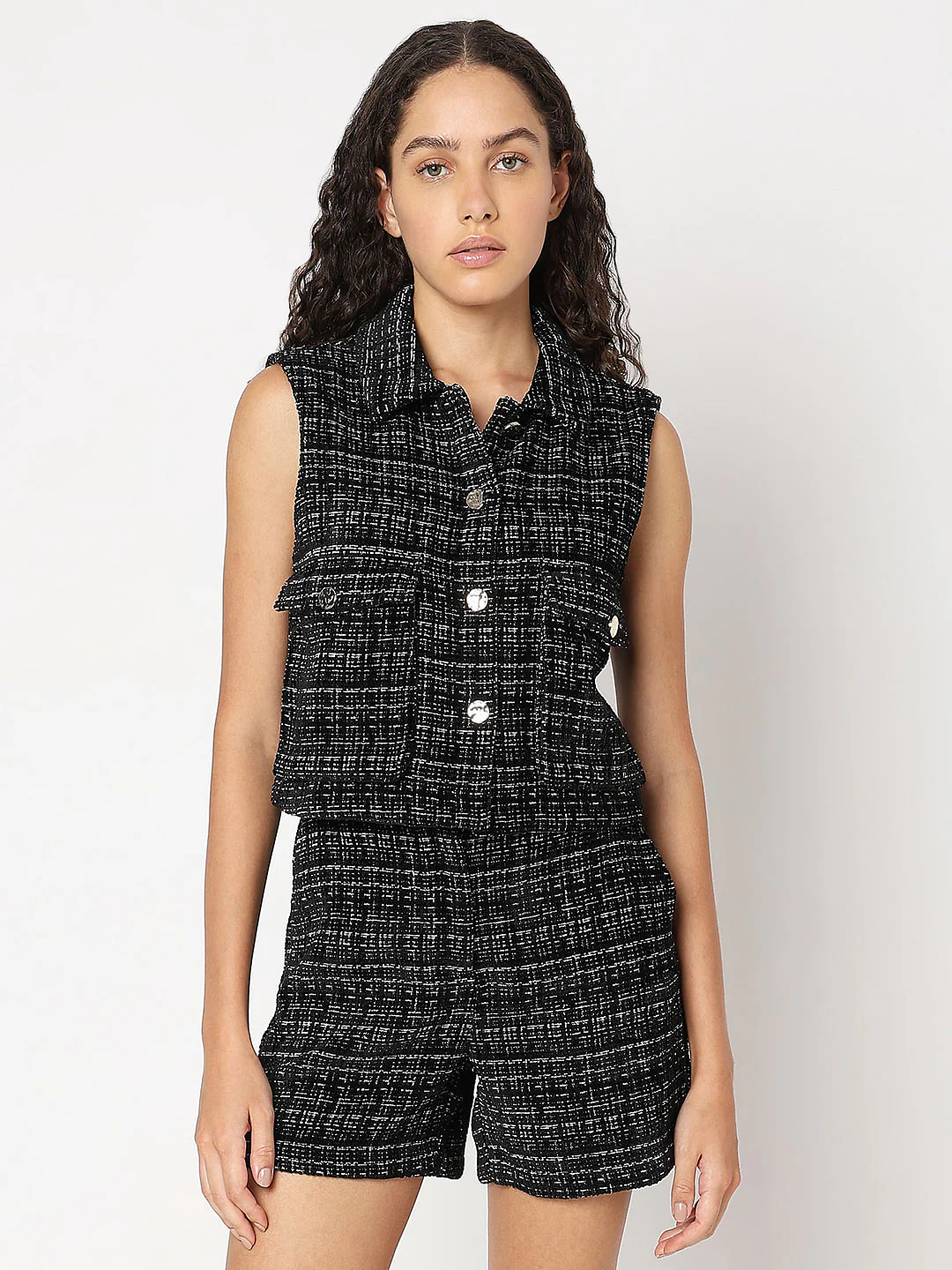 Black Twill Co-Ord Set Vest - Image 2