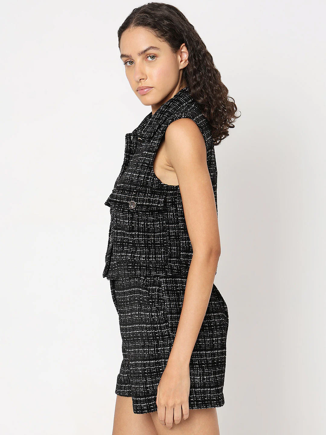 Black Twill Co-Ord Set Vest - Image 3