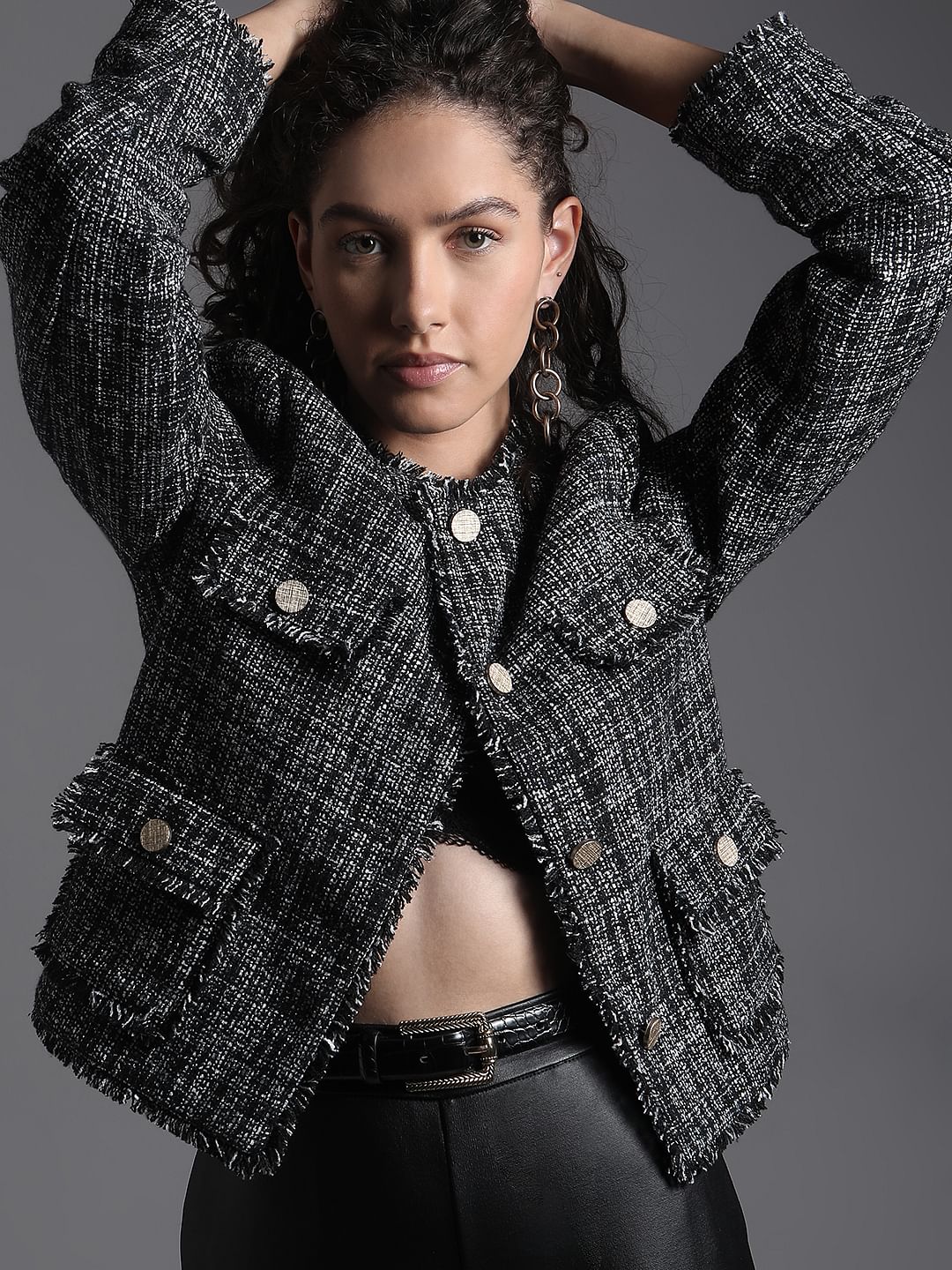Black Jacquard Short Jacket
