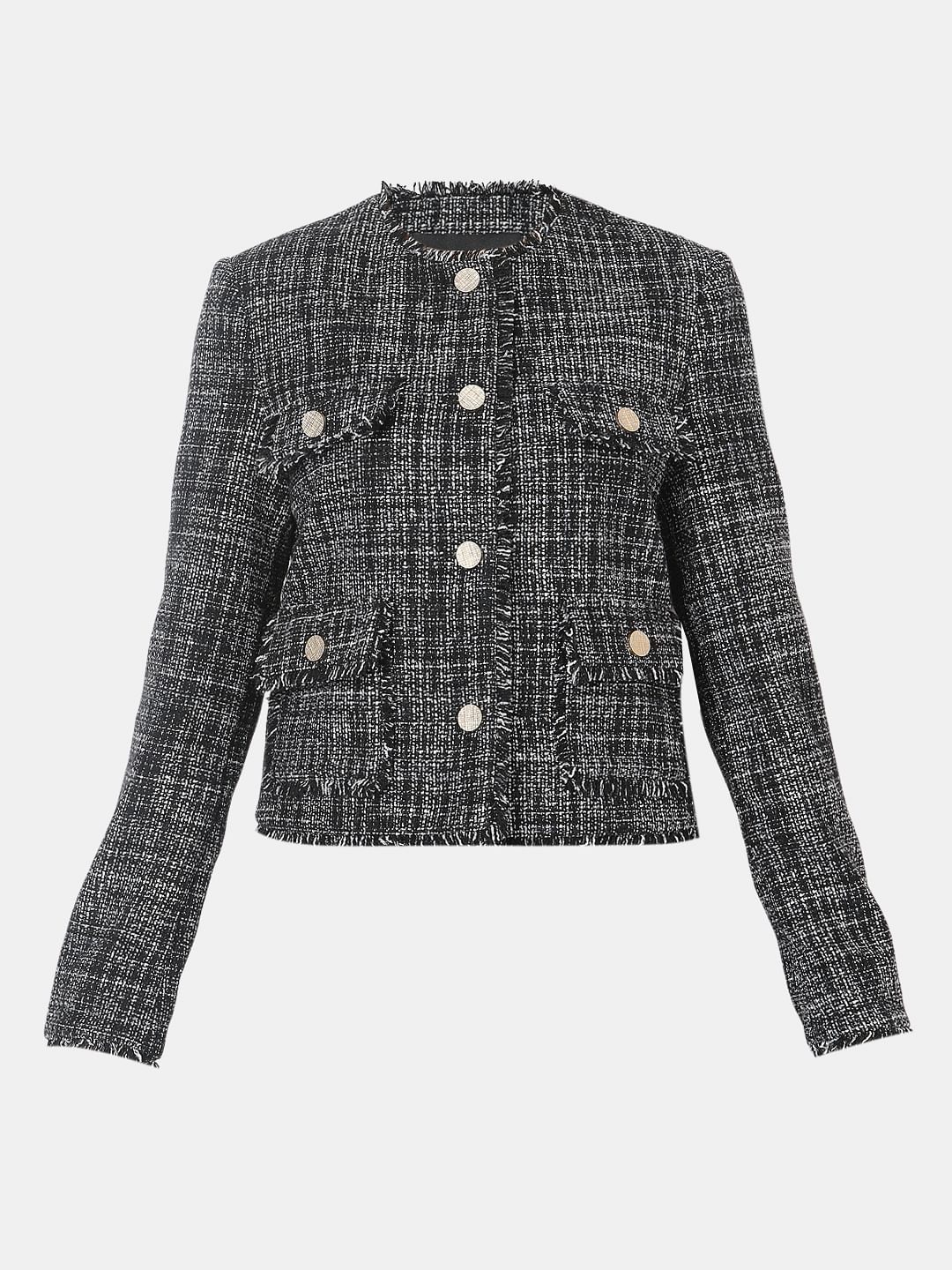 Black Jacquard Short Jacket - Image 7